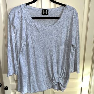 Grey Ribbed Long Sleeve Top, Size M
